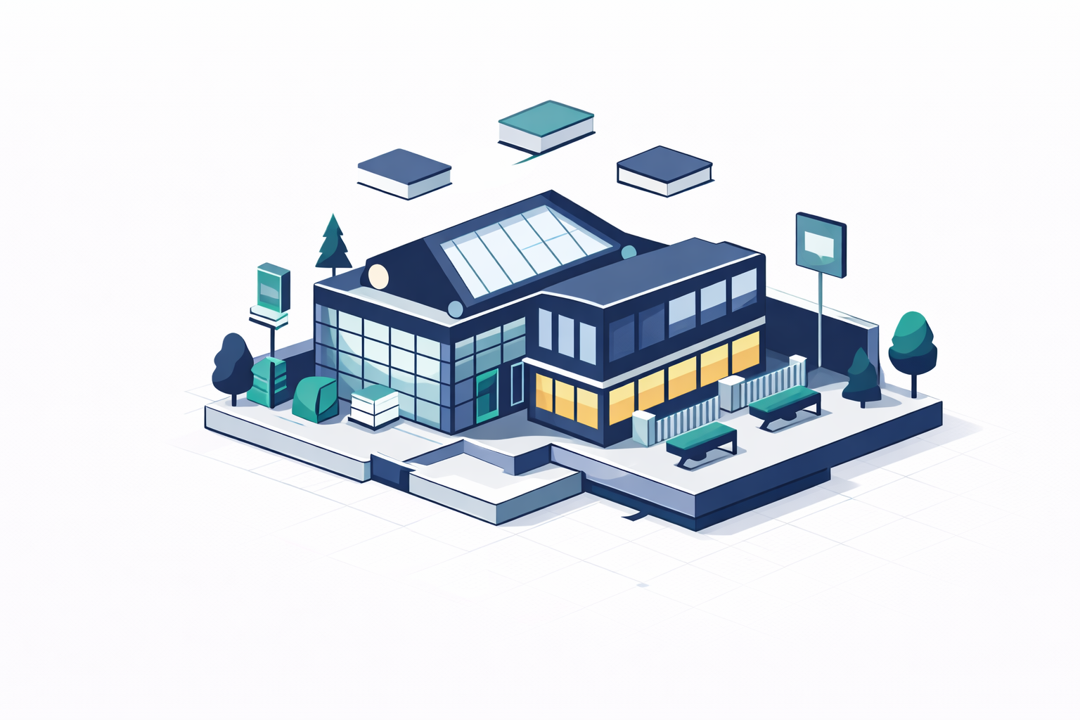 Library district isometric illustration