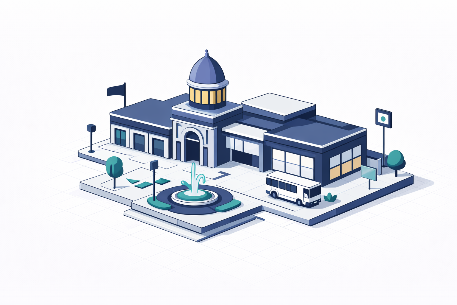 Municipality isometric illustration